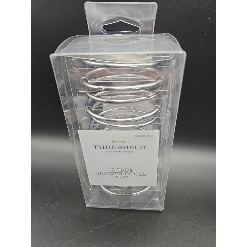 THRESHOLD Target 12‎ PACK SHOWER HOOKS Silver Tone NEW